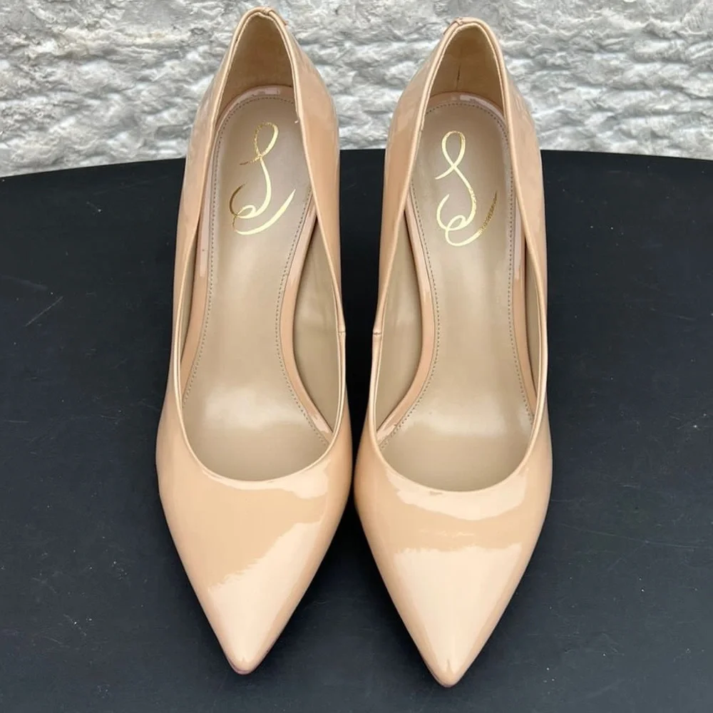 Sam Edelman Women’s Hazel Beige Blush Patent Leather Pump - Picture 4 of 8